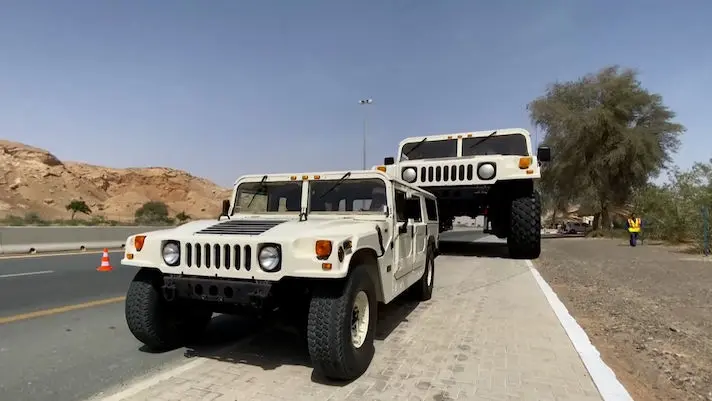 The sheikh has the world’s largest hummer built.  It has two floors, four machines and a height of 6.6 meters